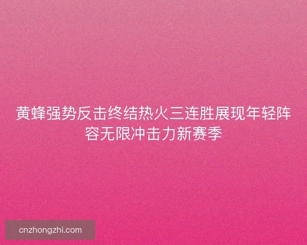 黄蜂强势反击终结热火三连胜展现年轻阵容无限冲击力新赛季